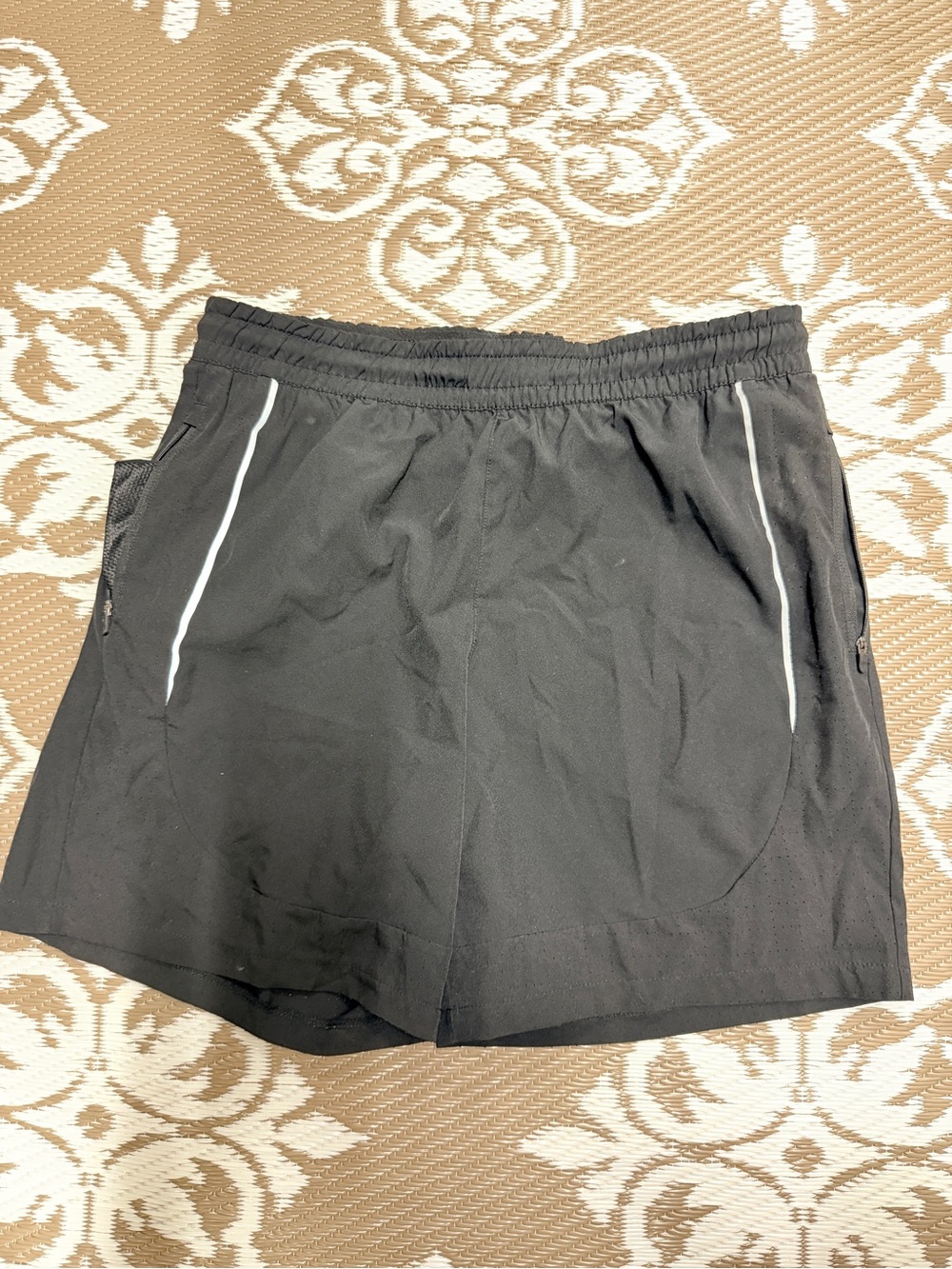 Men's Black Athletic Shorts with White Trim
